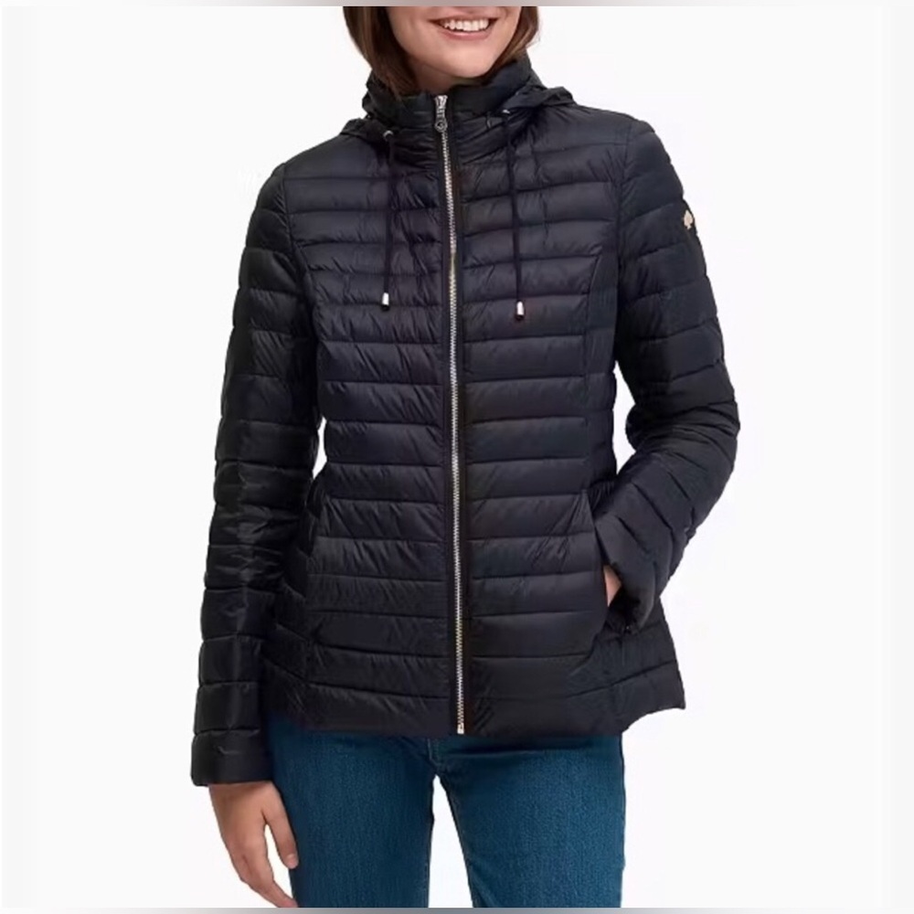 kate spade Black Hooded Quilted Down-Style Puffer Jacket